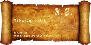 Mikolay Edit névjegykártya